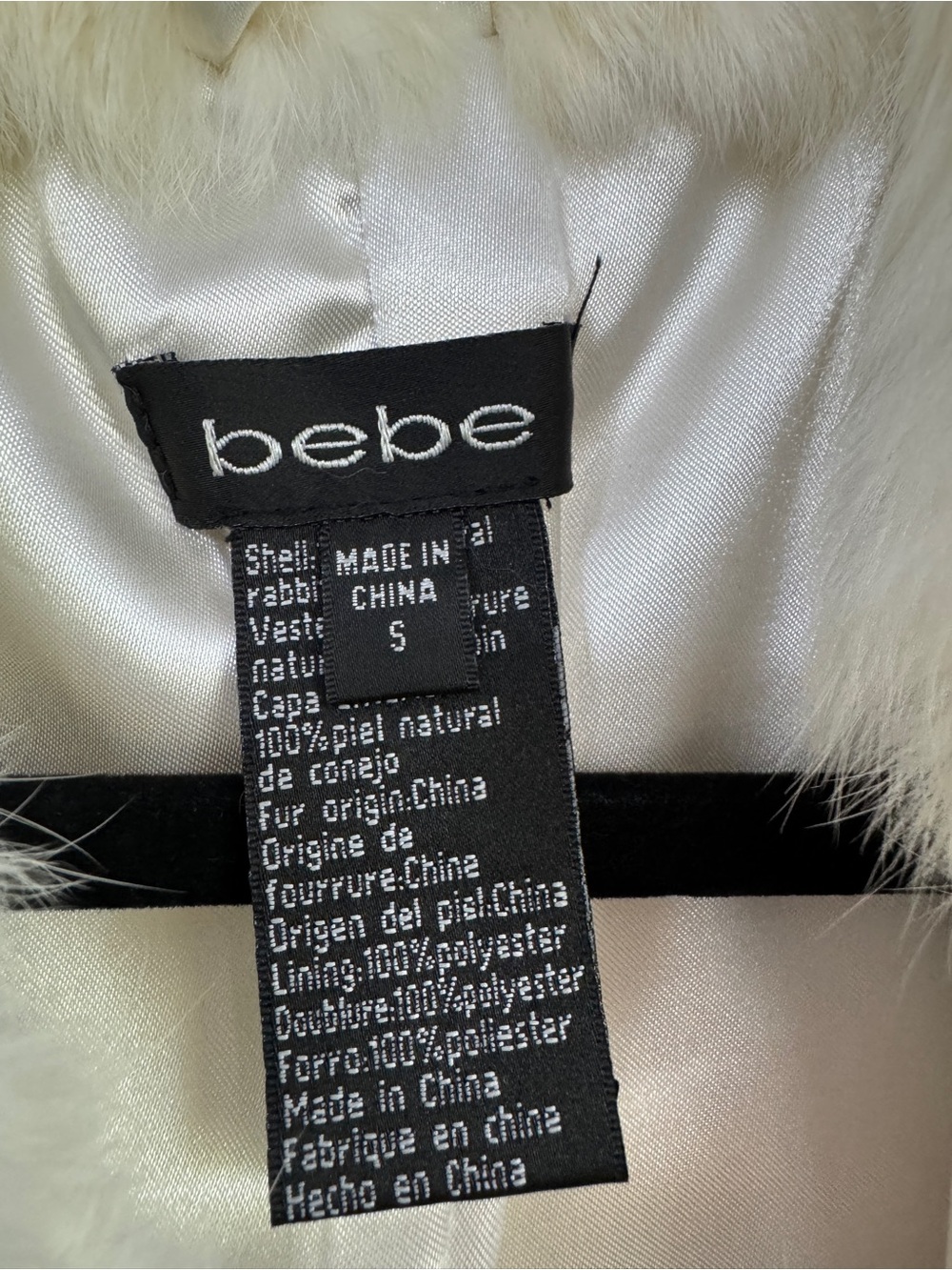Y2K bebe Genuine Rabbit Fur Capelet Shrug with Rhinestone Clasp Sz S - Picture 5 of 10